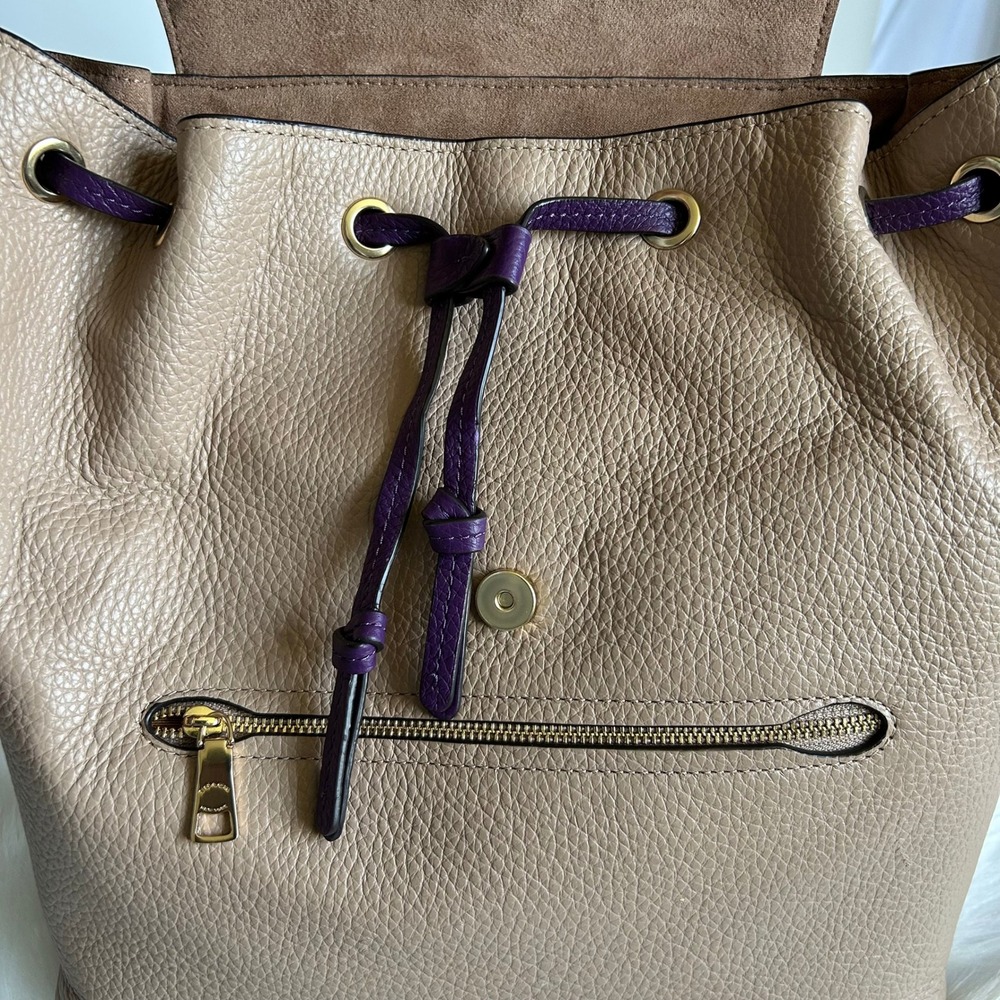 Coach Kleo Taupe Multi Colorblock Pebbled Leather Backpack NEW - Picture 7 of 12